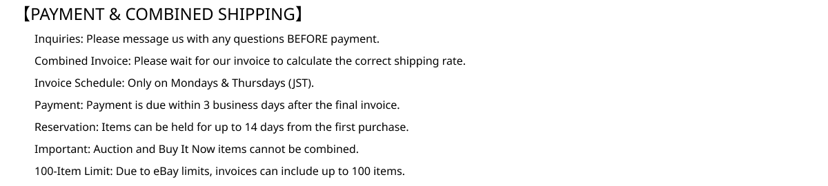 Payment and Combined Shipping