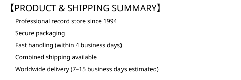 Product and Shipping Summary