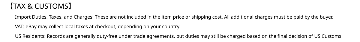 Tax and Customs Information